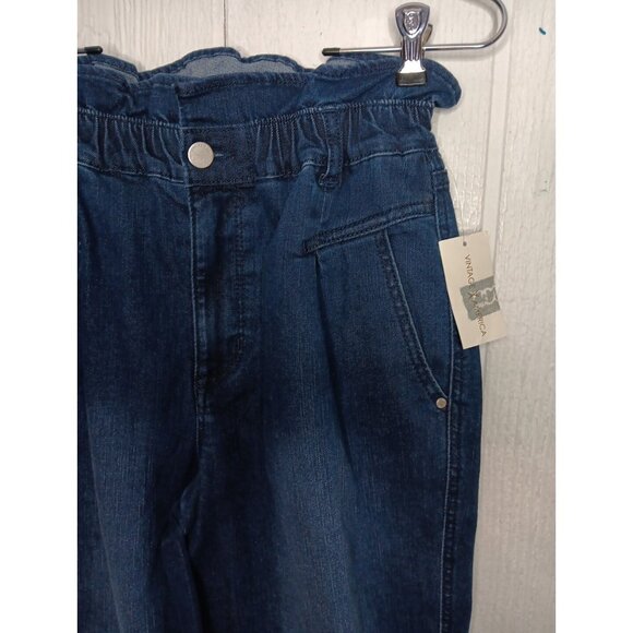 Vintage America Jeans Women's 6 Blue Taper Leg High Rise Paperbag Waist NWT - Picture 2 of 9
